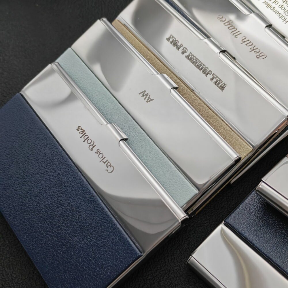 Business Card Case Holder – Elegant Design in 12 Colors, Custom Engraving Available