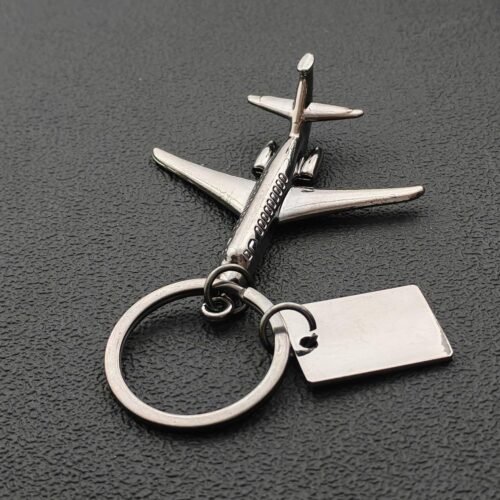 Personalized Creative Aircraft Twin-engine Keychain - Silver/Black EngraveGift - Personalize Gifts