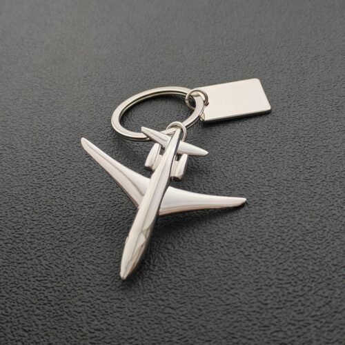 Personalized Creative Aircraft Twin-engine Keychain - Silver/Black EngraveGift - Personalize Gifts