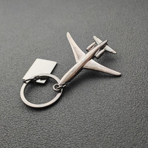 Personalized Creative Aircraft Twin-engine Keychain - Silver/Black EngraveGift - Personalize Gifts