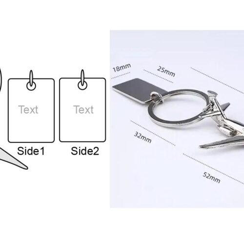 Personalized Creative Aircraft Twin-engine Keychain - Silver/Black EngraveGift - Personalize Gifts