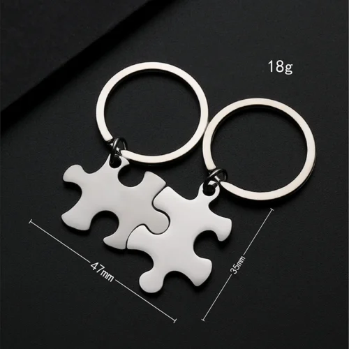 DIY Stainless Steel Puzzle Keychain Set – Interlocking Charms for Engraving, Stamping, Jewelry and Crafts EngraveGift - Personalize Gifts