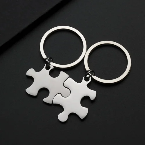 DIY Stainless Steel Puzzle Keychain Set – Interlocking Charms for Engraving, Stamping, Jewelry and Crafts EngraveGift - Personalize Gifts
