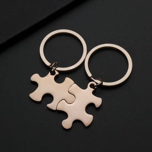 Alternative view of DIY Stainless Steel Puzzle Keychain Set – Interlocking Charms for Engraving, Stamping, Jewelry and Crafts