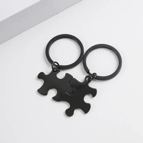 DIY Stainless Steel Puzzle Keychain Set – Interlocking Charms for Engraving, Stamping, Jewelry and Crafts EngraveGift - Personalize Gifts